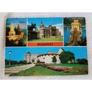 Vintage Postcard Multiple Views of Budapest Unused Scalloped or Deckled Edge